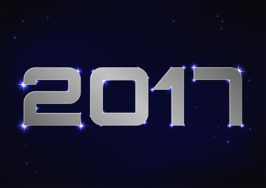 illüstrasyon mavi gece gökyüzü üzerinde gümüş metalik sayının 2017