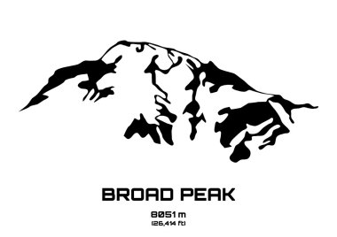Outline vector illustration of Broad Peak clipart