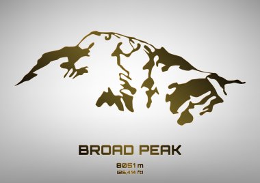 Outline vector illustration of bronze Broad Peak clipart