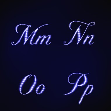 Mavi yıldız tarzı Mnop harflerin gösterimi