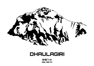 Outline vector illustration of Dhaulagiri clipart