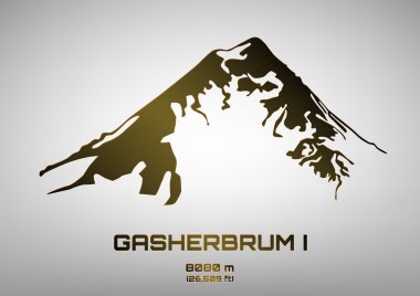Anahat vektör çizim bronz Mt. Gasherbrum ben
