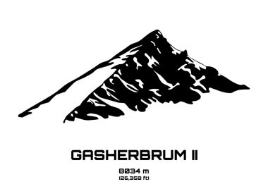 Outline vector illustration of Gasherbrum II clipart