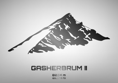 Outline vector illustration of steel Gasherbrum II clipart