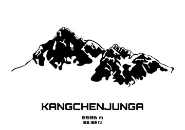 Outline vector illustration of Mt. Kangchenjunga clipart