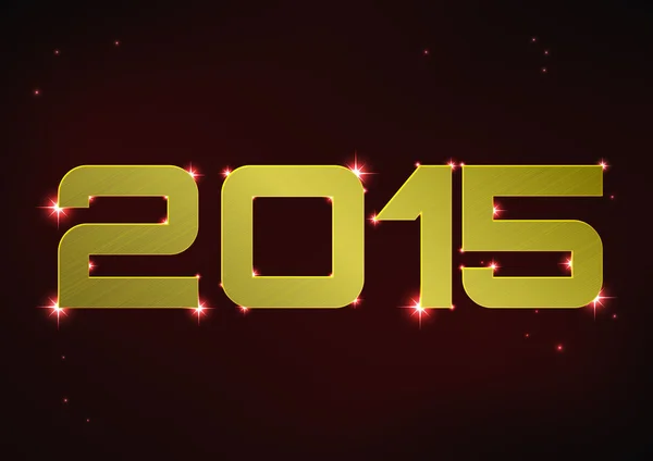 Ilustración del número metálico dorado 2015 sobre el cielo nocturno rojo — Vector de stock