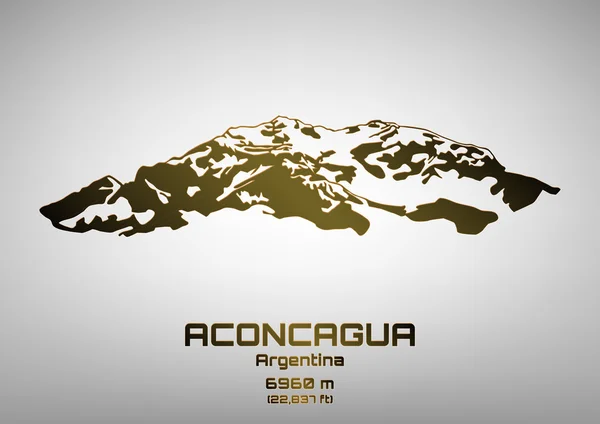 Esquema vector ilustración de bronce Mt. Aconcagua — Vector de stock