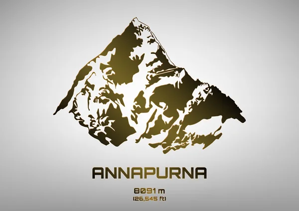 Outline vector illustration of bronze Mt. Annapurna — Stock Vector