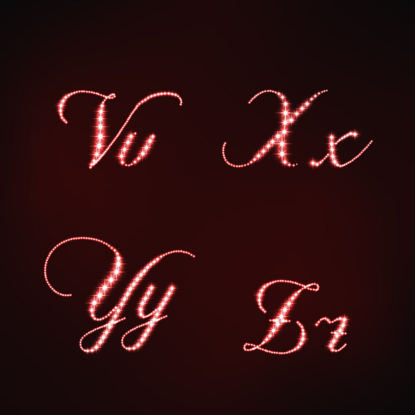 Иллюстрация стиля красных звёзд букв VXYZ
