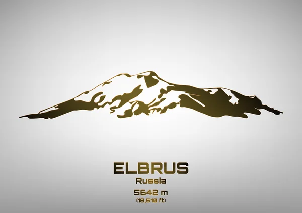 Illustrazione vettoriale Outline di bronzo Mt. Elbrus — Vettoriale Stock