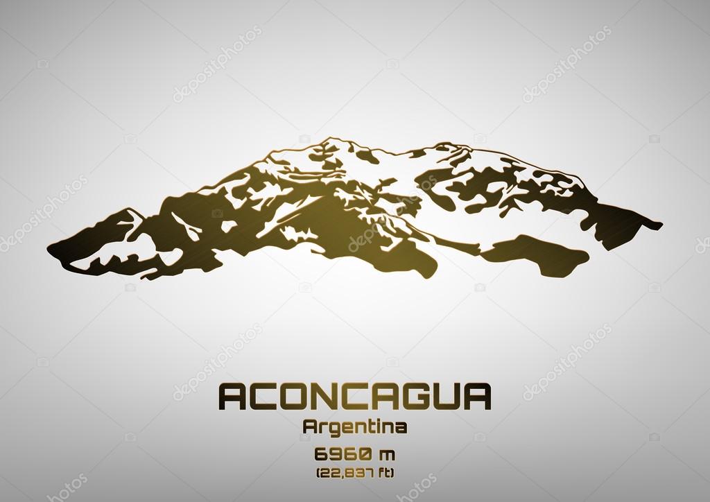 Outline vector illustration of bronze Mt. Aconcagua