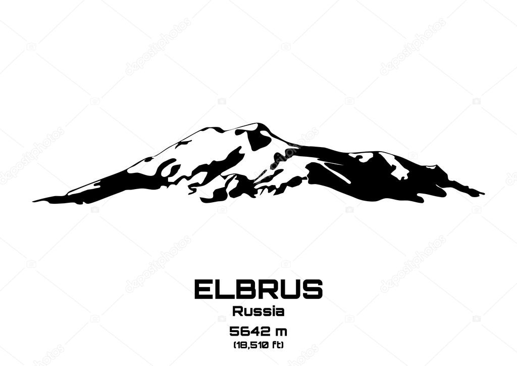 Outline vector illustration of Mt. Elbrus
