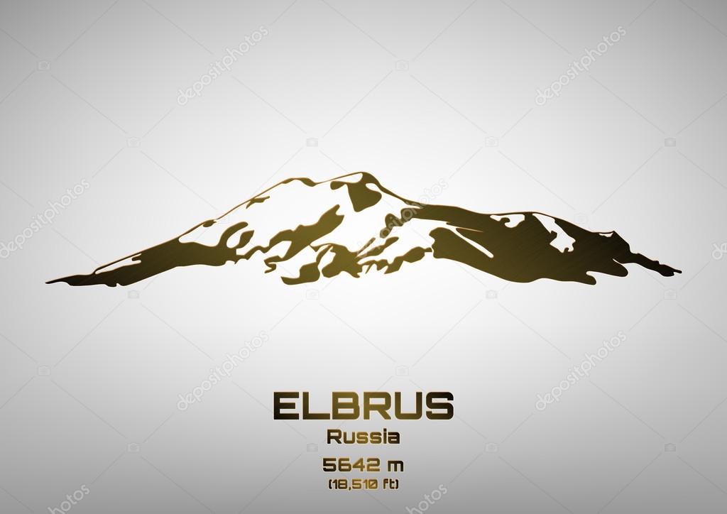 Outline vector illustration of bronze Mt. Elbrus