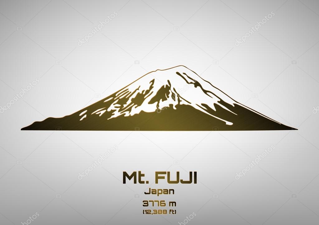 Outline vector illustration of bronze Mt. Fuji