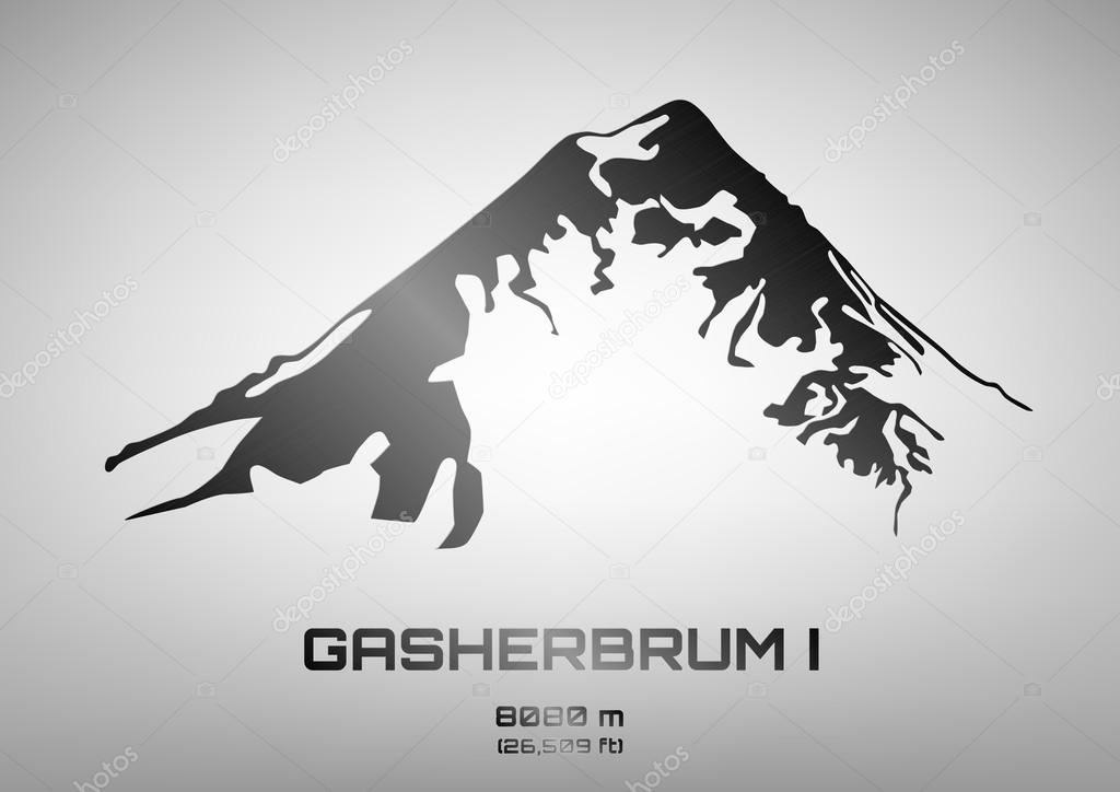 Outline vector illustration of steel Mt. Gasherbrum I