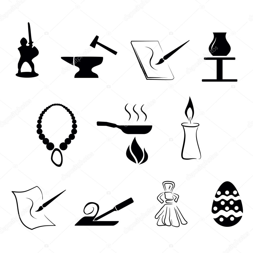 Set of traditional craftsmanship arts icons