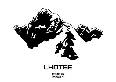 Mt. Lhotse anahat vektör çizim