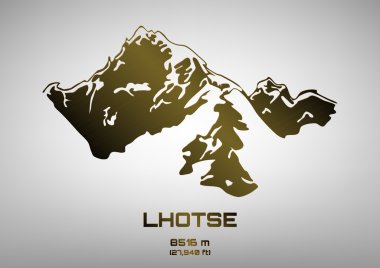 Outline vector illustration of bronze Mt. Lhotse clipart