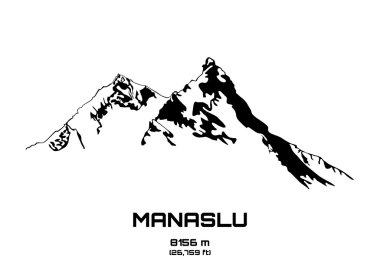 Mt. Manaslu anahat vektör çizim