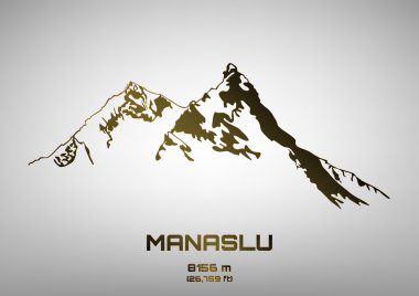 Outline vector illustration of bronze Mt. Manaslu clipart