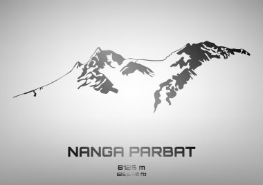 Outline vector illustration of steel Mt. Nanga Parbat clipart