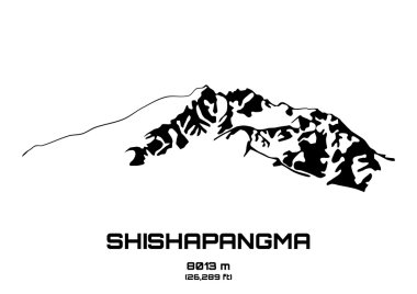 Outline vector illustration of Mt. Shishapangma clipart