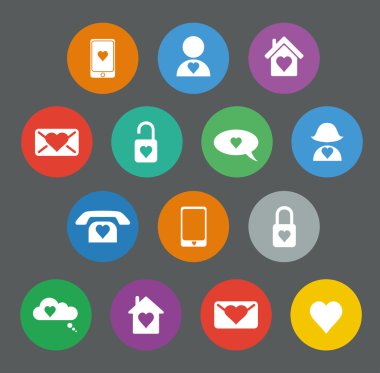 Sevgililer düz tasarım simgeler kümesi