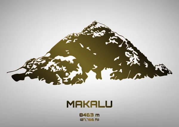 Esquema vector ilustración de bronce Mt. Makalu. — Vector de stock