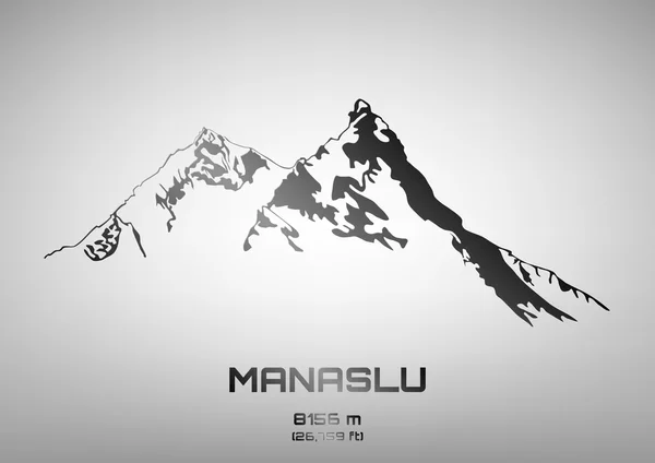 Esquema vector ilustración de acero Mt. Manaslu. — Vector de stock