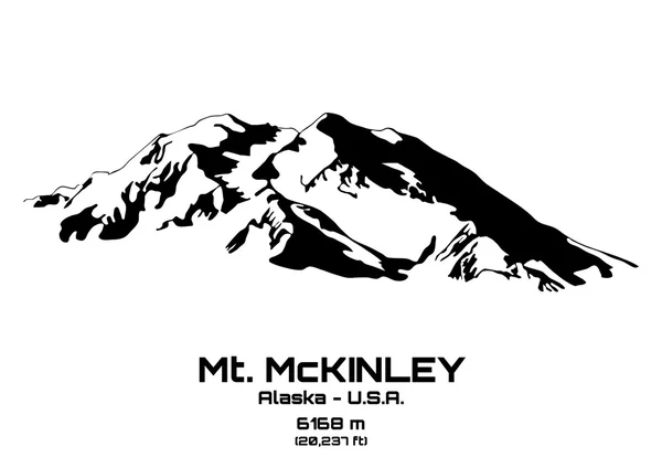 Outline vector illustration of Mt. McKinley — Stock Vector