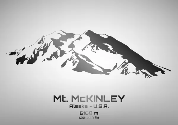 アウトライン ベクトル イラスト鋼のマッキンリー山 — ストックベクタ
