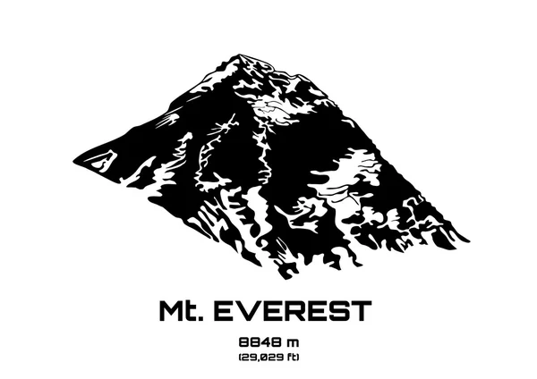 Garis besar vektor ilustrasi dari Mt. Everest - Stok Vektor