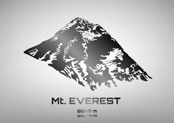 Garis besar vektor ilustrasi baja Mt. Everest - Stok Vektor