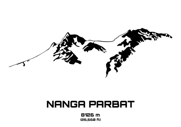 Esquema ilustración vectorial de Mt. Nanga Parbat — Vector de stock