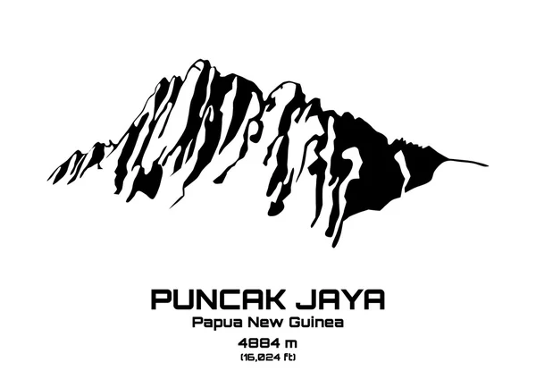 Outline vector illustration of Mt. Puncak Jaya — Stock Vector