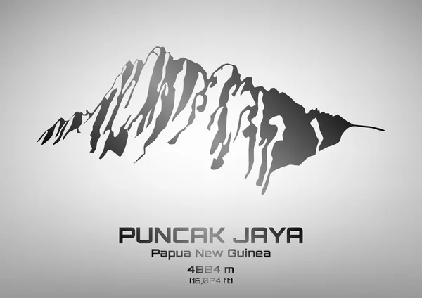 Esquema vector ilustración de acero Mt. Puncak Jaya — Vector de stock