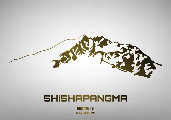 Outline vector illustration of bronze Mt. Shishapangma — Stock Vector