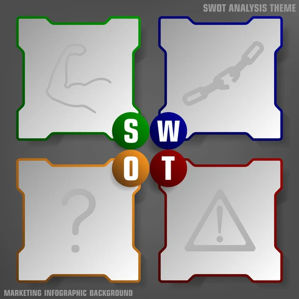 Swot Analyse Hintergrund Thema farbig — Stockvektor