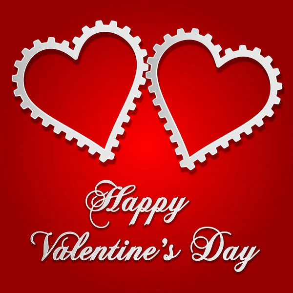 Illustration of Valentine's card with gear style hearts — Stock Vector