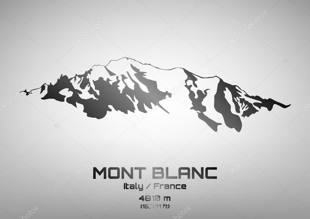 Outline vector illustration of steel Mont Blanc