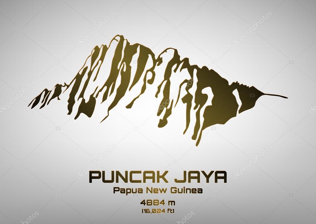 Outline vector illustration of bronze Mt. Puncak Jaya