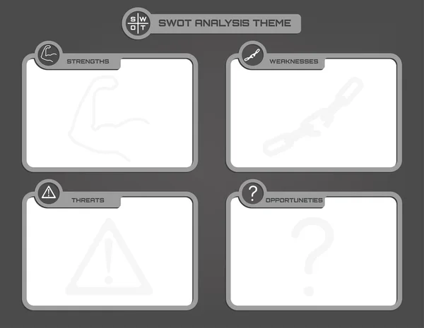 SWOT analysis background theme in grey levels — Stock Vector