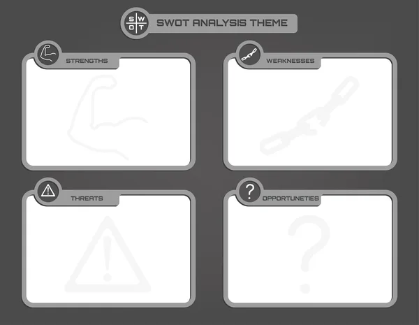 Tema di fondo dell'analisi SWOT in grigio — Vettoriale Stock