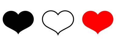 Siyah, kırmızı kalp vektör simgeleri ayarlandı