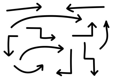 El yapımı oklar seti. Web sayfaları için ok seti. Vektör illüstrasyonu