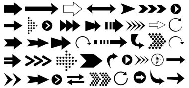 Vektör ok simgeleri kümesi. Bir sette 42 ok. Vektör illüstrasyonu EPS 10