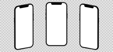 Gerçekçi iPhone 12. Boş ekran, şeffaf arkaplanda izole edilmiş. Vektör illüstrasyonu EPS 10