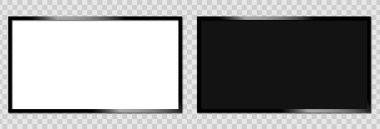 Şeffaf bir arkaplanda modern TV seti. Gerçekçi bir televizyon şablonu. Modern TV monitörü. Stok vektörü.