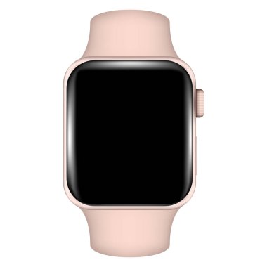 Gerçekçi Apple Watch vektörü izole edilmiş bir arka planda pembe. Tasarımın için saat modeli. Stock illüstrasyon EPS 10