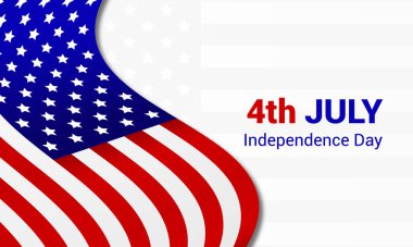 Amerikan Bağımsızlık Günü için tebrik vektör pankartı. Amerika bayrağı arka planda, tebrik ederim. 4 Temmuz ve Bağımsızlık Günü 'nden. Vektör illüstrasyonu EPS 10.
